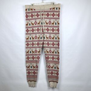 American Eagle Womens XL Beige Winter Snowflake Deer Knit Sweater Leggings NWT